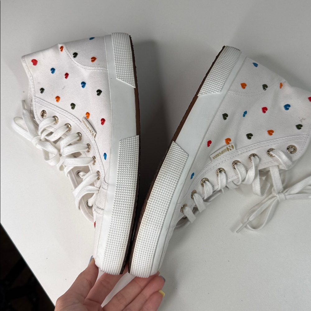 Superga 2795 little hearts embroidery high top converse sneakers 41 - Picture 7 of 11